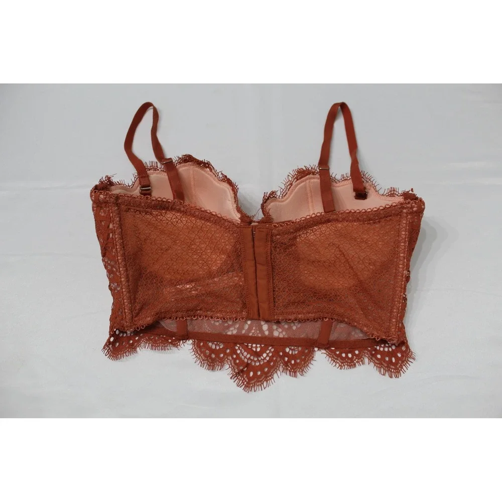 Victoria's Secret Dream Angels Rust Lace Longline Bra 34C Lined Multi-Way‎